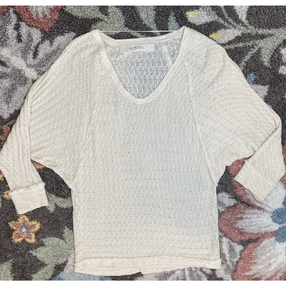 We The Free Sweater Womens Large Thien Hacci Oversized Slouchy Coastal Open Knit - Picture 7 of 8